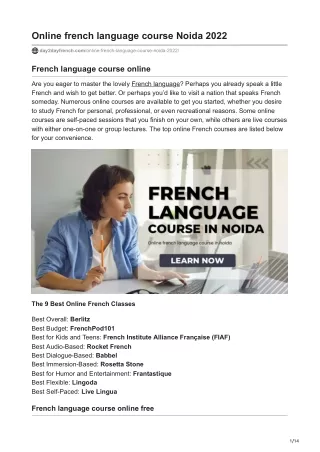 Online french language course Noida 2022