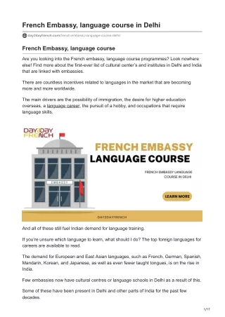 French Embassy language course in Delhi