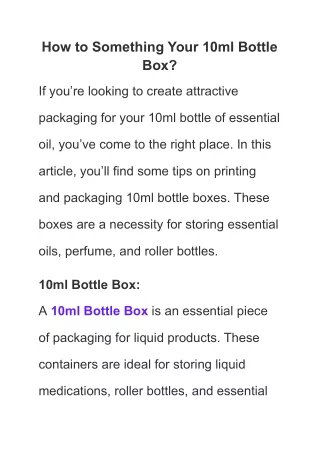how to something your 10ml bottle box
