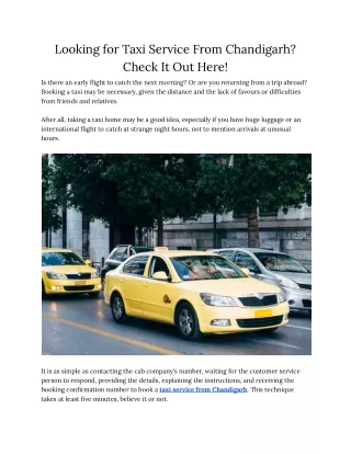 Looking for Taxi Service From Chandigarh_ Check It Out Here!