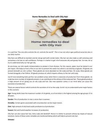 Home Remedies to Deal with Oily Hair