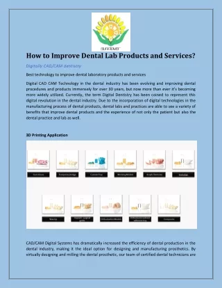 How to Improve Dental Lab Products and Services?