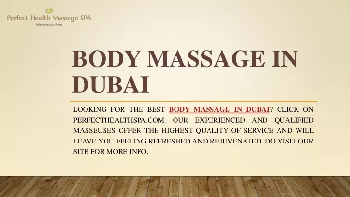 body massage in dubai
