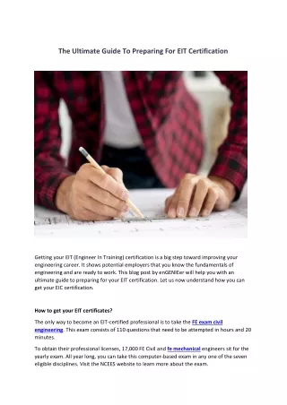 The Ultimate Guide To Preparing For EIT Certification