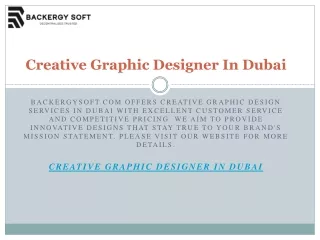Creative Graphic Designer In Dubai  Backergysoft.com