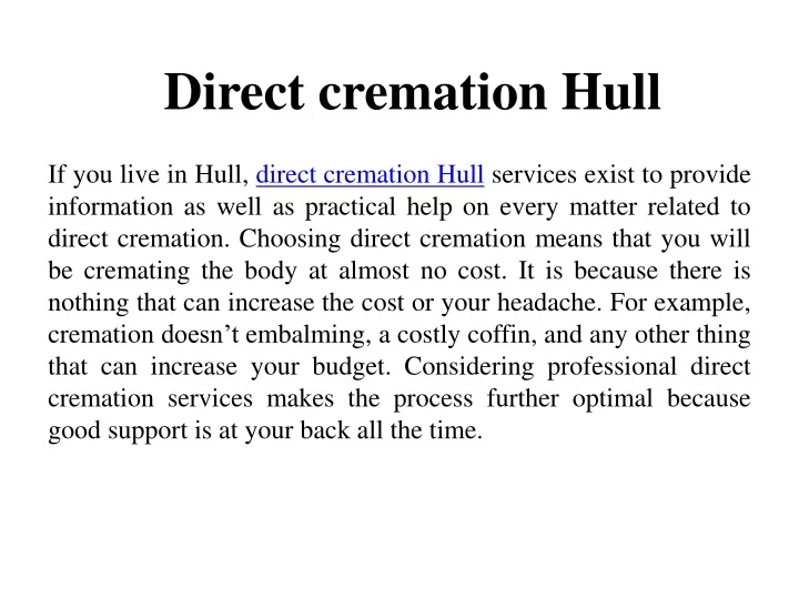 d irect cremation hull