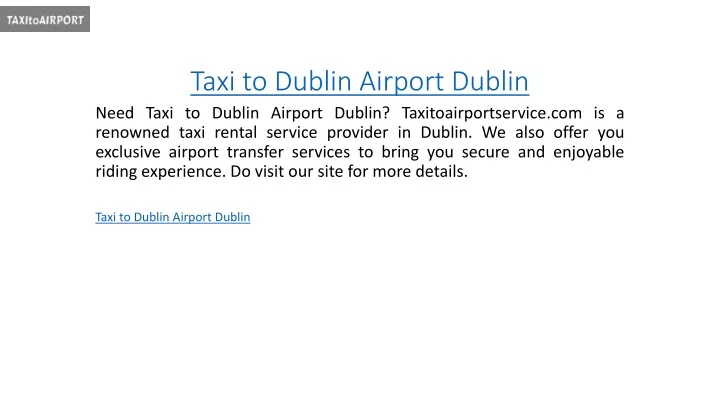 taxi to dublin airport dublin