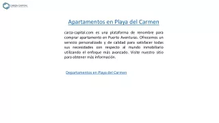 Apartamentos en Playa del Carmen  Carza-capital.com