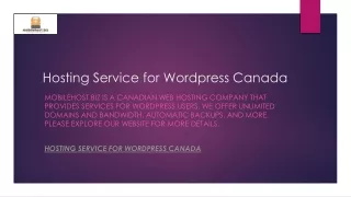 Hosting Service for Wordpress Canada  Mobilehost.biz