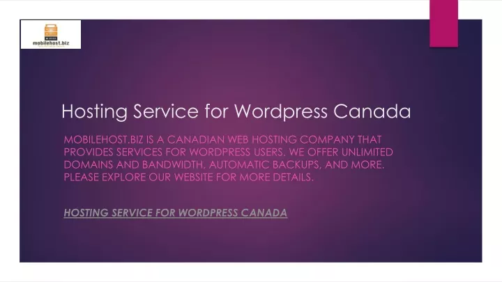 hosting service for wordpress canada