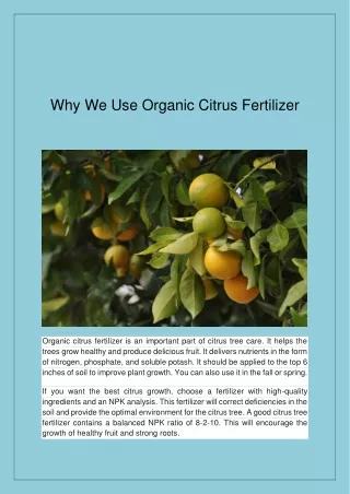why we use organic citrus fertilizer
