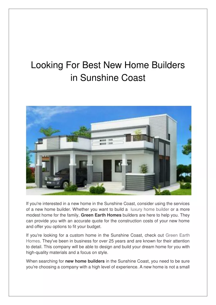 looking for best new home builders in sunshine