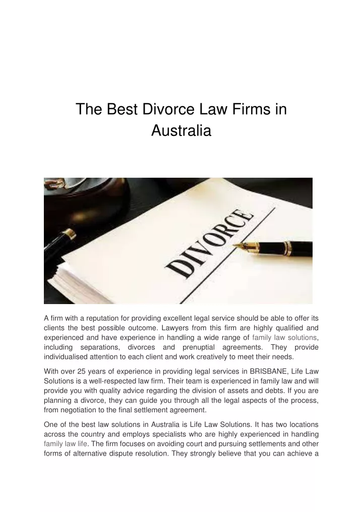 the best divorce law firms in australia