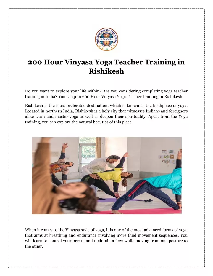 200 hour vinyasa yoga teacher training