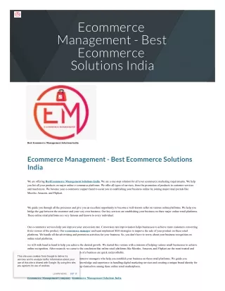 Ecommerce Management - Best Ecommerce Solutions India