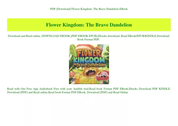 pdf download flower kingdom the brave dandelion