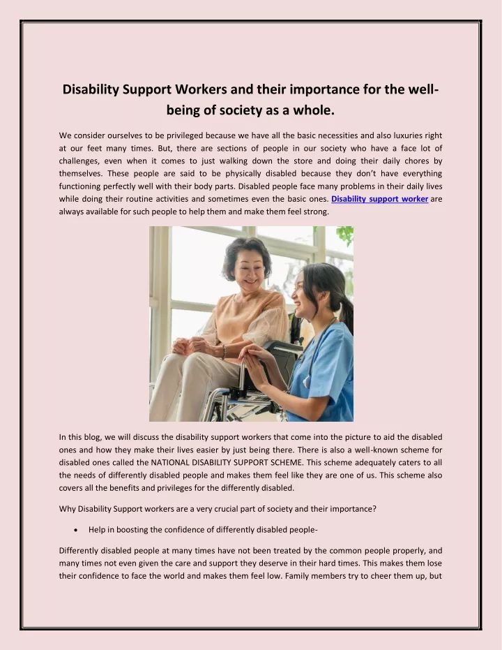 disability support workers and their importance
