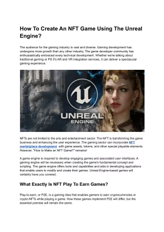 How To Create An NFT Game Using The Unreal Engine