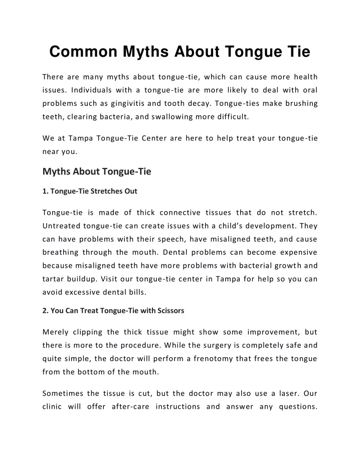 common myths about tongue tie