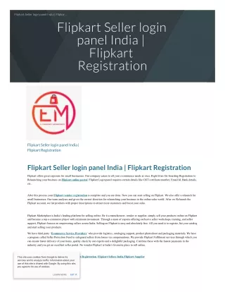 Flipkart Seller login panel India  Flipkart Registration