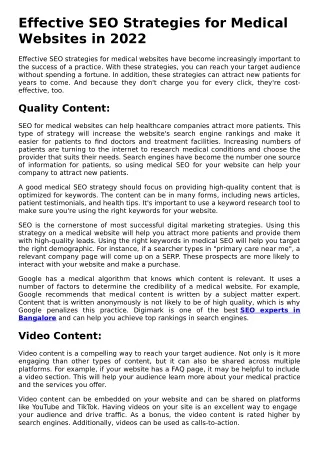 effective seo strategies for medical websites