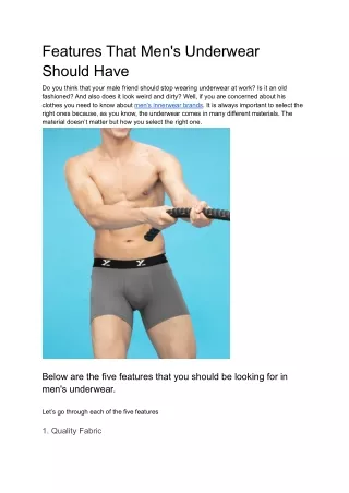 Features That Men's Underwear Should Have