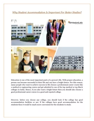 Why Student Accommodation Is Important For Better Studies