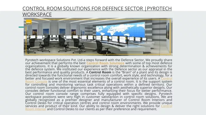 control room solutions for defence sector pyrotech workspace