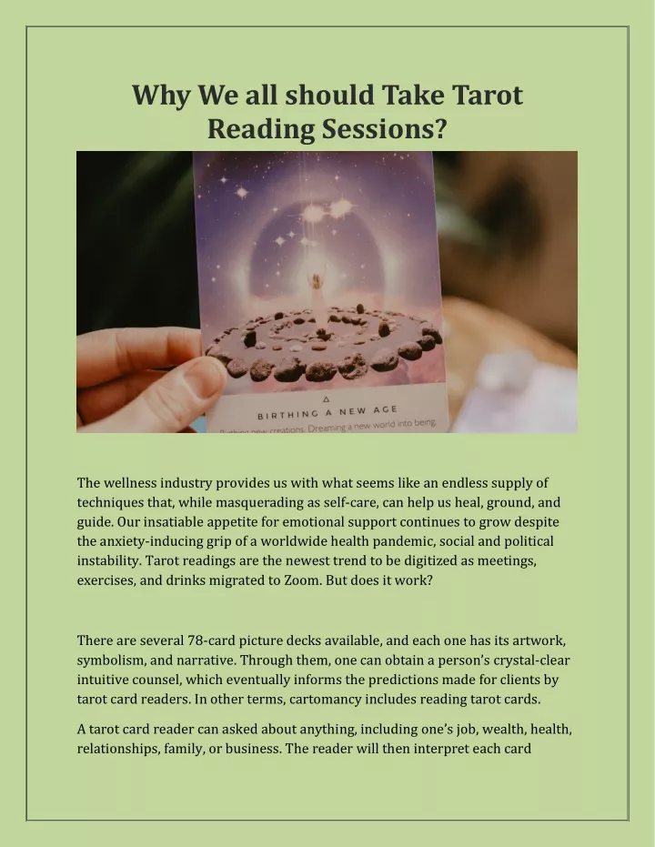 why we all should take tarot reading sessions