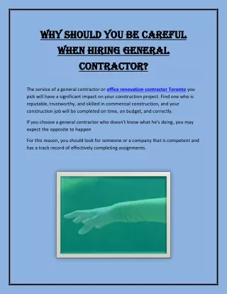 Why Should You Be Careful When Hiring General Contractor?