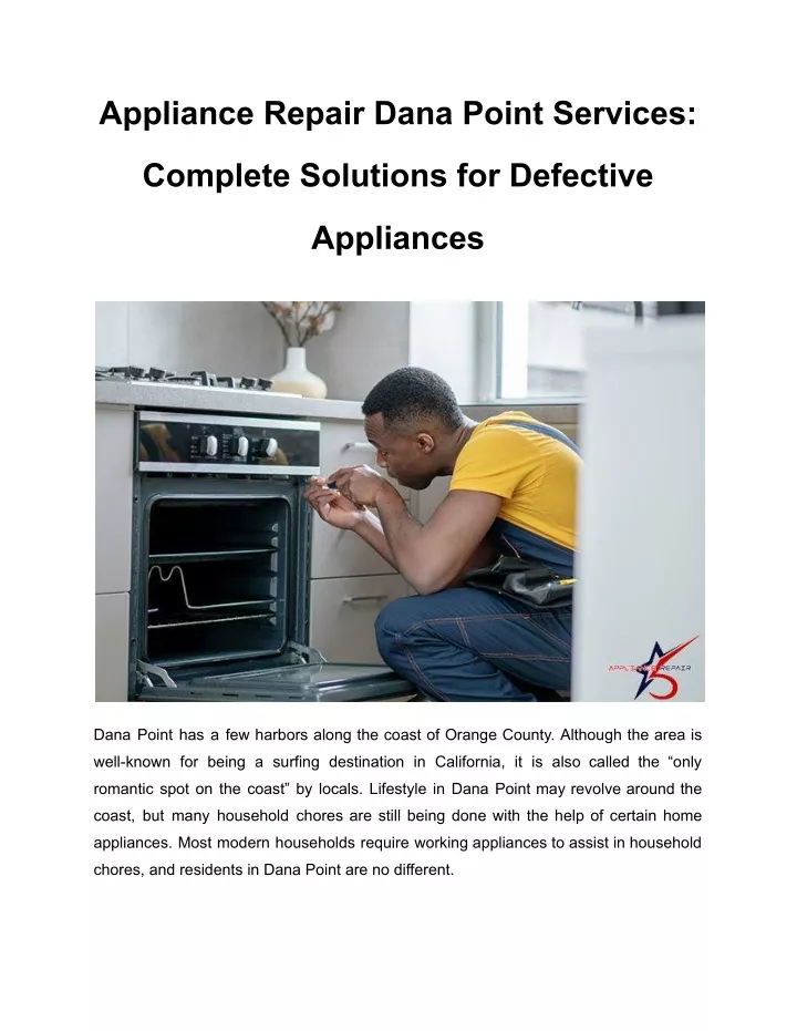 appliance repair dana point services