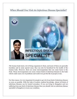When Should You Visit An Infectious Disease Specialist?