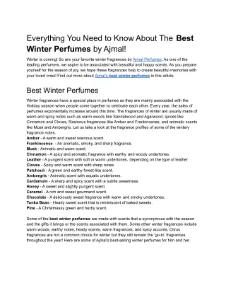 everything you need to know about the best winter