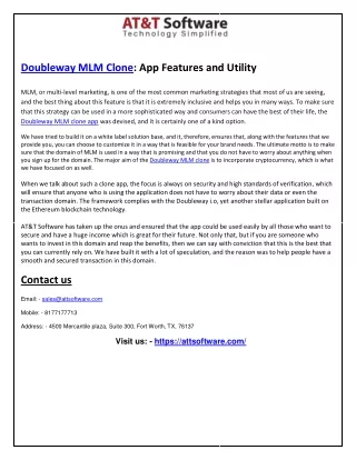 Attsoftware Doubleway MLM Clone Development