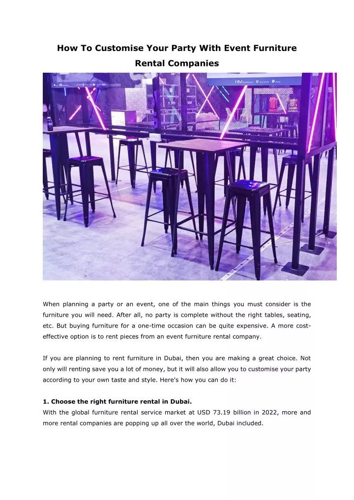 how to customise your party with event furniture