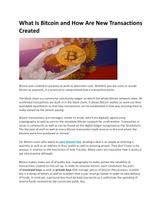 What Is Bitcoin and How Are New Transactions Created