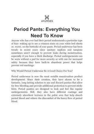 Period Pants: Everything You Need To Know