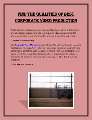Find The Qualities of Best Corporate Video Production