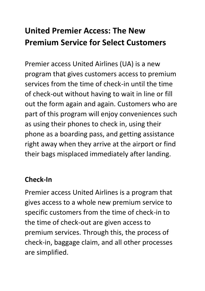 united premier access the new premium service