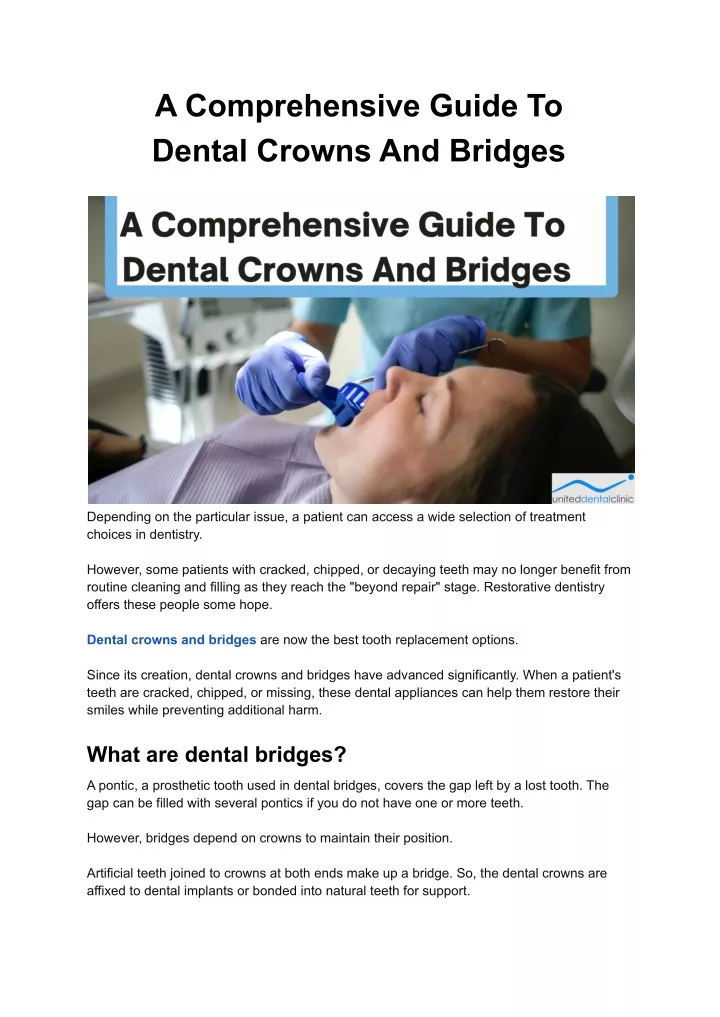 PPT - A Comprehensive Guide To Dental Crowns And Bridges PowerPoint  Presentation - ID:11730329