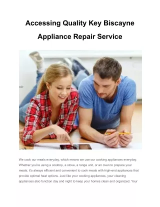 Accessing Quality Key Biscayne Appliance Repair Service