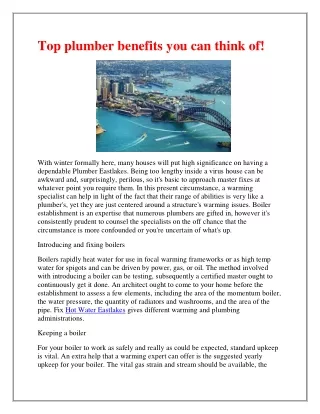 top plumber benefits you can think of