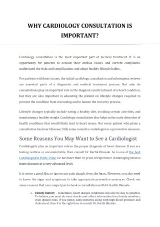 why cardiology consultation is important