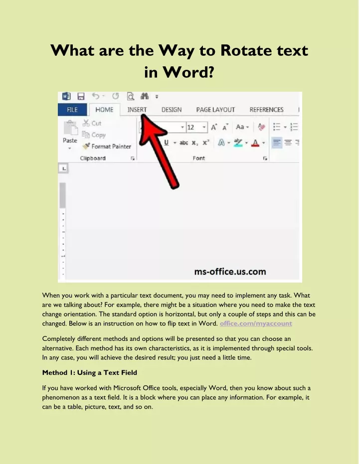 what are the way to rotate text in word
