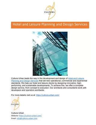 Hotel and Leisure Planning and Design Services