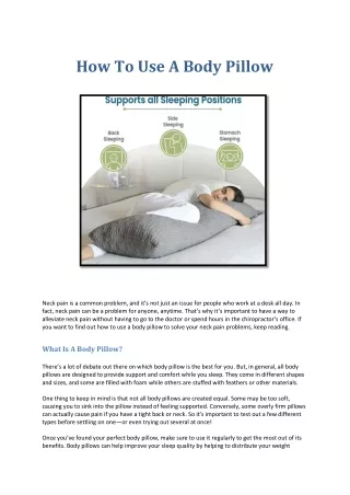 how to use a body pillow