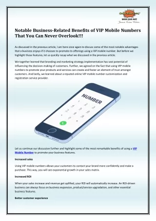 notable business related benefits of vip mobile