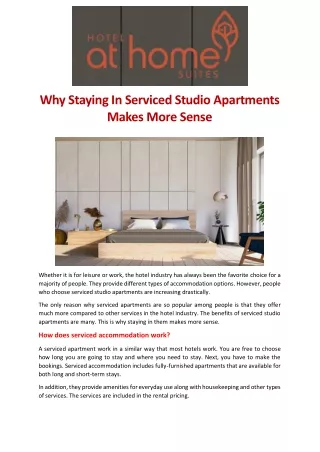 Why Staying In Serviced Studio Apartments Makes More Sense