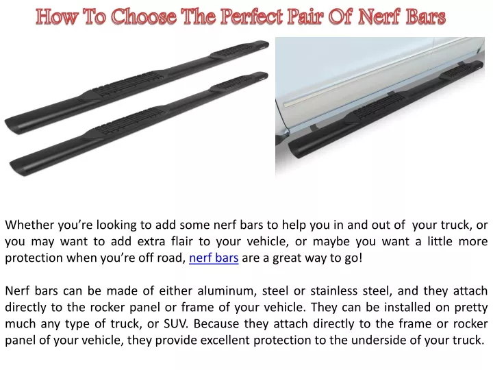 how to choose the perfect pair of nerf bars