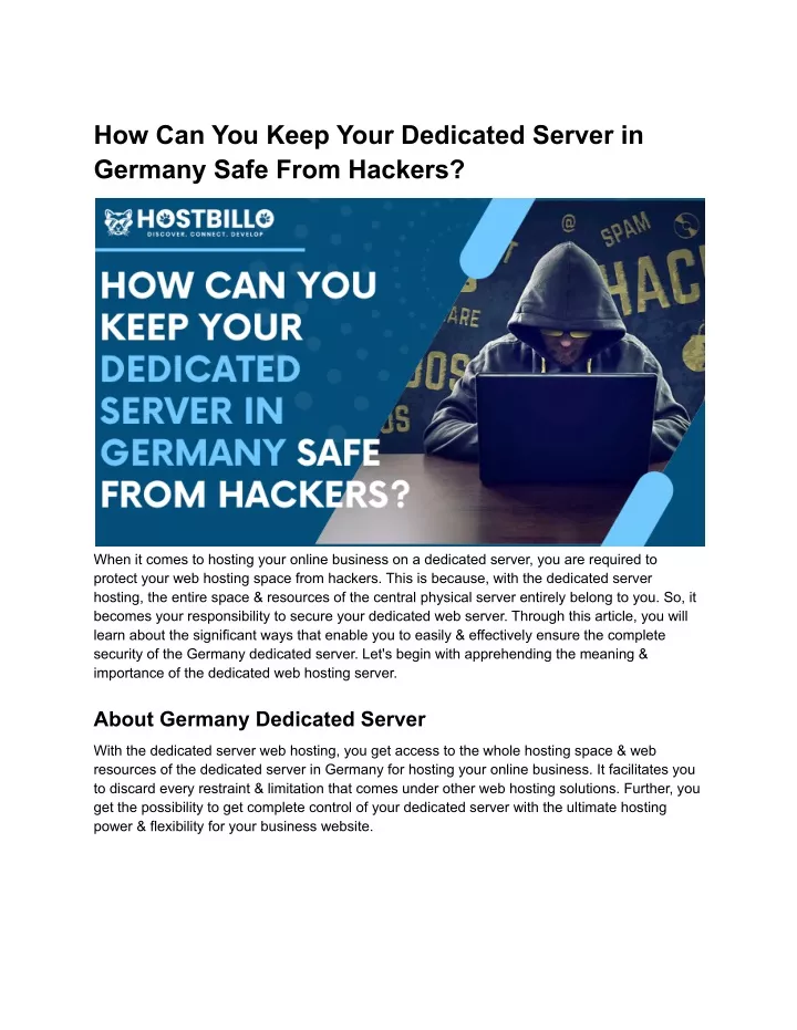 how can you keep your dedicated server in germany